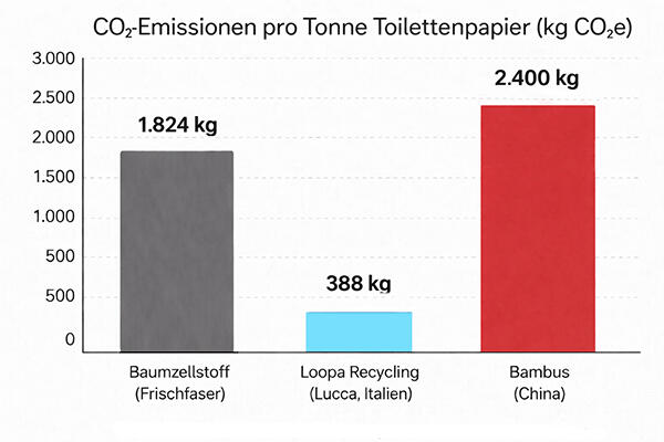 toilettenpapier co2 vergleich Frischfaser, Recycling, Bambus Recycling vs. Bambus Toilettenpapier CO2